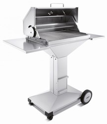 THÜROS T4 Holzkohle Barbecue Station; fahrbar Grillfläche 40 x 60 cm 